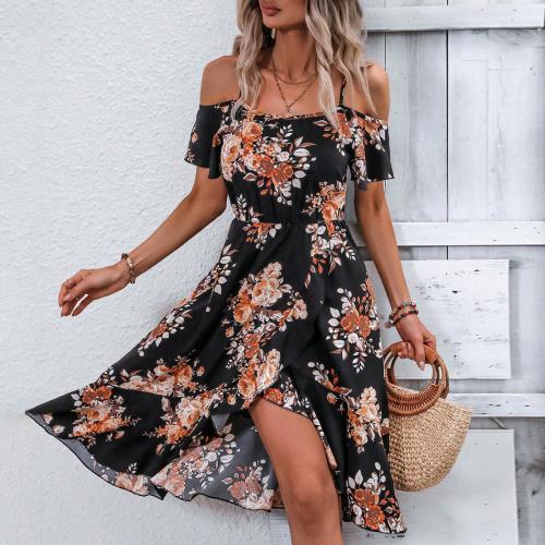 Polyester Slip Dress slimming printed PC