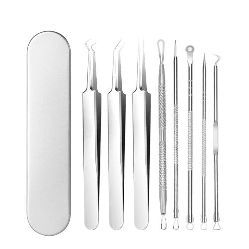 Aluminium & Stainless Steel eight piece Acne Needle portable Solid original color Set