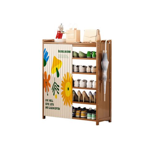 Moso Bamboe & Doek Schoenen Rack Organizer Bloemen Donkerbruin stuk