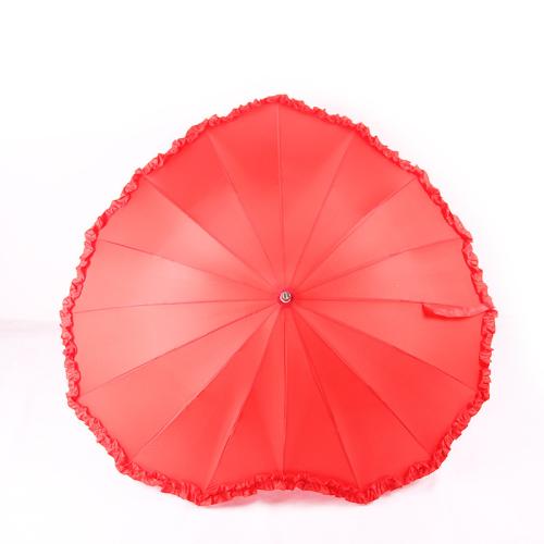 Fiber & Aluminium Alloy & Pongee 16 rid-frame Long Handle Umbrella red PC