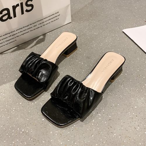 Rubber & PU Leather Slipper Pair