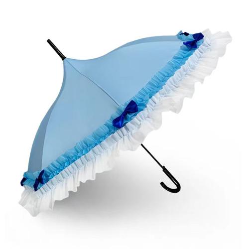 Fiberglass & Vinyl & Pongee Long Handle Umbrella sun protection blue PC