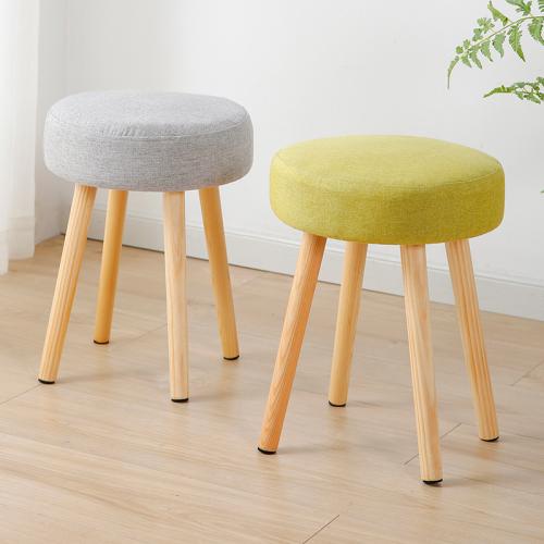 Solid Wood & Cotton Linen Stool durable Sponge Solid PC