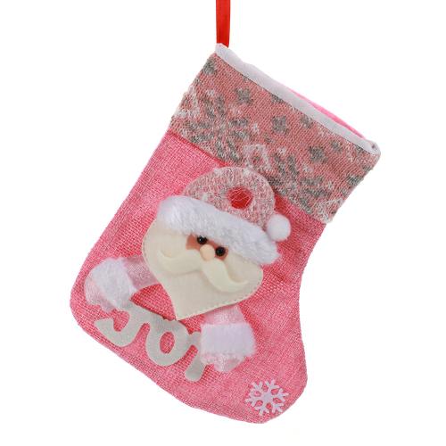 Flannelette & Adhesive Bonded Fabric Christmas Decoration Stocking pink PC