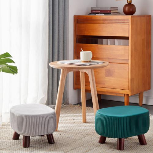 Flannelette & Sponge & Solid Wood Multifunction Stool durable Solid PC