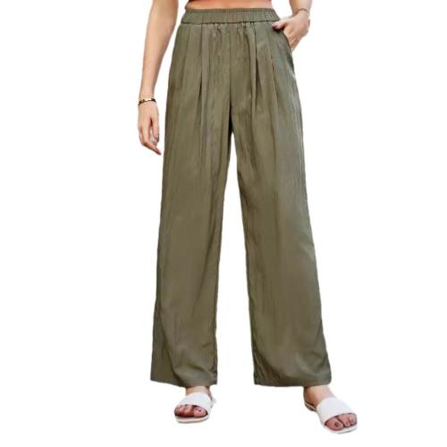 Rayon Wide Leg Trousers & High Waist Women Long Trousers & with pocket PC