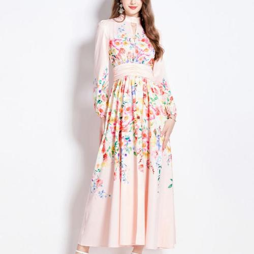 Polyester Waist-controlled One-piece Dress slimming printed PC