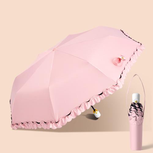 Aluminium Alloy & Vinyl & Pongee Foldable Umbrella 8 rid-frame & sun protection PC