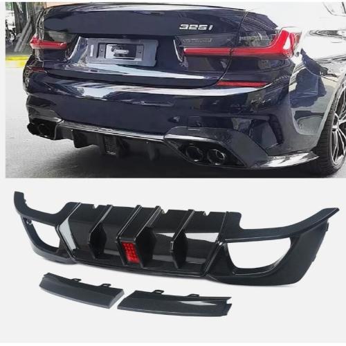 Carbon Fiber Look Rear Bumper Lip Diffuser For 19-22 BMW 3 Series G20 330i M340i