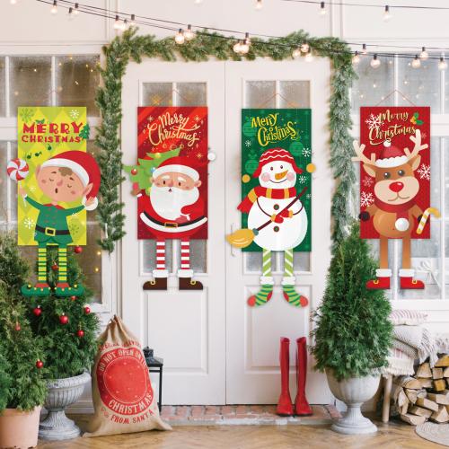 Non-Woven Fabrics Soft Christmas Flag Wood printed PC