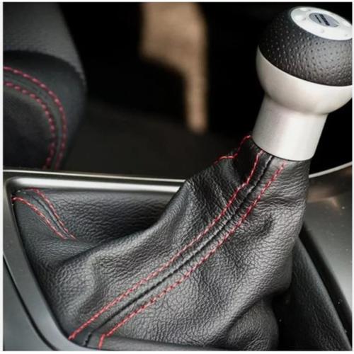 Black PU Leather Stitch Manual Auto Gear Shift Knob Shifter Boot Cover