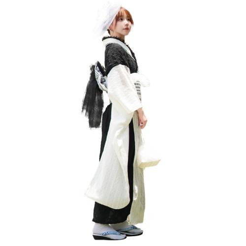 Polyester Sexy Kimono Cute & loose white and black PC