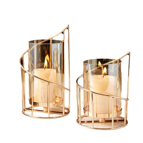 Glass & Iron Candle Holder PC