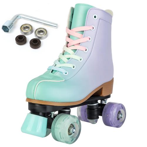 PVC & PU Leather Roller Skates Solid green Pair