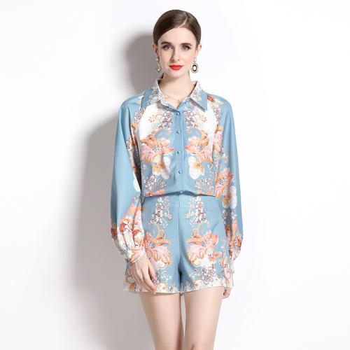 Polyester Ensemble occasionnel de femmes Imprimé bleu ciel Ensemble