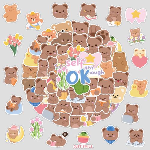 Pressure-Sensitive Adhesive & PVC DIY & Waterproof Decorative Sticker printed bears brown Bag