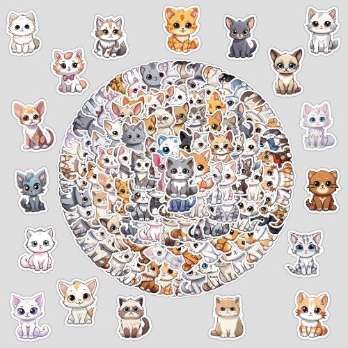 Pressure-Sensitive Adhesive & PVC DIY & Waterproof Decorative Sticker printed Cats multi-colored Bag