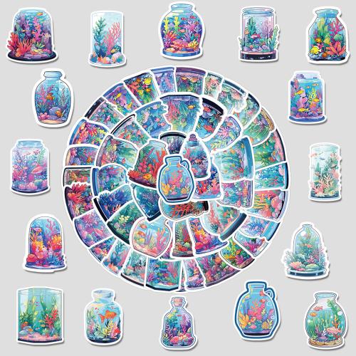 Pressure-Sensitive Adhesive & PVC DIY & Waterproof Decorative Sticker printed fishbowl multi-colored Bag