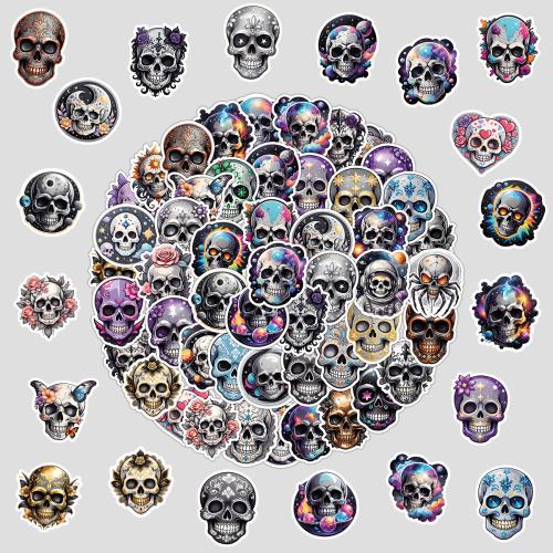 Pressure-Sensitive Adhesive & PVC DIY & Waterproof Decorative Sticker Halloween Design printed skull pattern multi-colored Bag