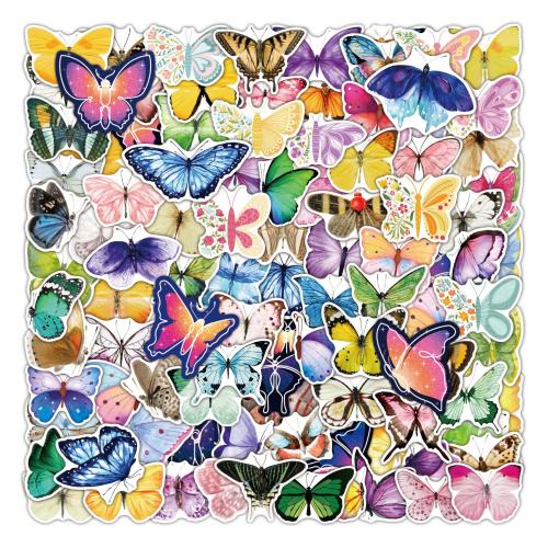 Pressure-Sensitive Adhesive & PVC DIY & Waterproof Decorative Sticker printed butterfly pattern multi-colored Bag