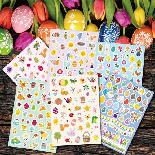 Pressure-Sensitive Adhesive & PVC Easter Design & DIY & Waterproof Decorative Sticker printed Cartoon multi-colored Bag