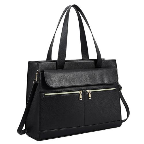 PU Leather Easy Matching Briefcase large capacity black PC