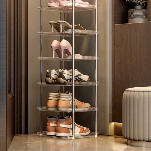 PET & Stainless Steel Multilayer Shoes Rack Organizer transparent PC