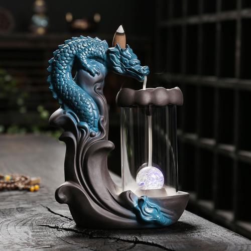 Purple Clay Backflow Burner for home decoration & durable & with LED lights handmade PC