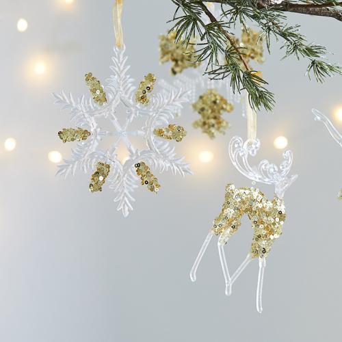 Plastic Christmas Tree Hanging Decoration gold PC