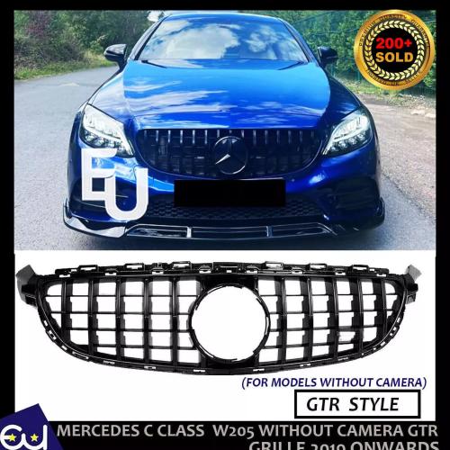 FOR MERCEDES C CLASS W205 C205 GRILLE PANAMERICANA GT GLOSS BLACK 2019+ FACELIFT