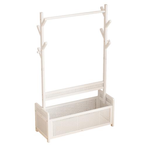 Fiberboard à densité moyenne & Moso Bamboo Porte-vêtements suspendus Solide Blanc pièce