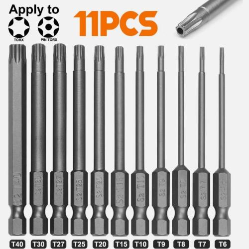 11pcs T6-T40 Magnetic Head Torx Screwdriver Bit Set Security Tamper Proof Star