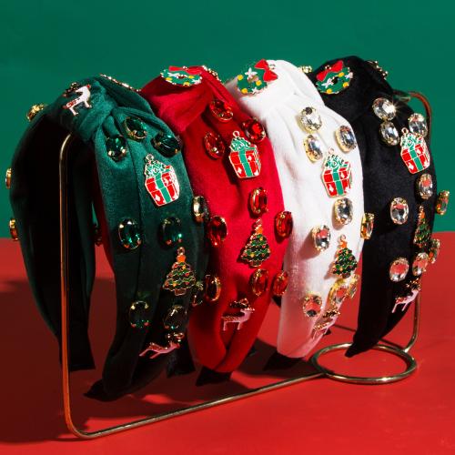 Glass Rhinestone & Cloth & Zinc Alloy Hair Band for women & christmas design enamel PC