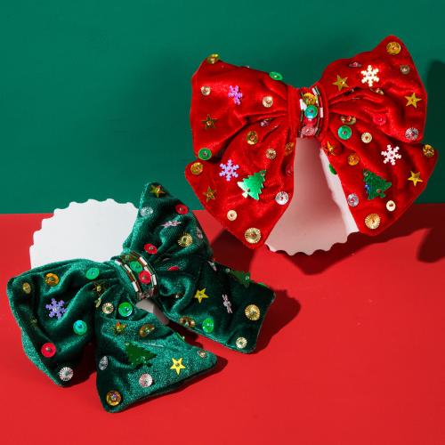 Flannelette & Sequin Hair Clip for women & christmas design bowknot pattern PC