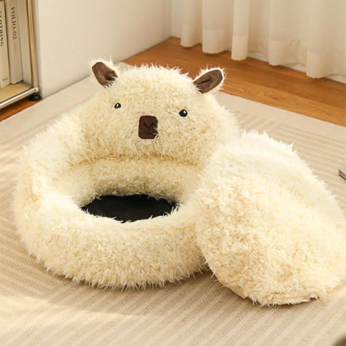 Plush Soft Pet Bed & thermal beige PC