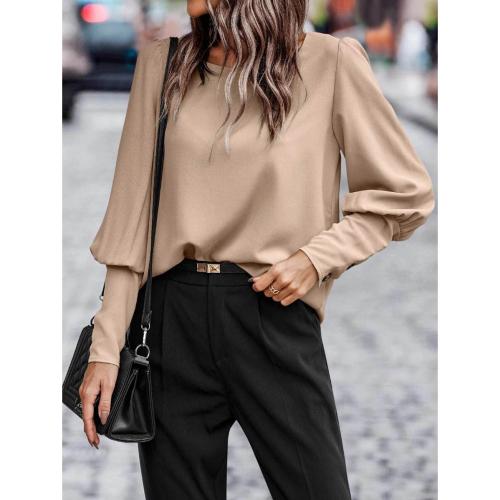 Spandex & Polyester Women Long Sleeve T-shirt & loose Solid PC