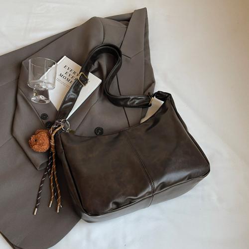 PU Leather Shoulder Bag with hanging ornament & soft surface PC