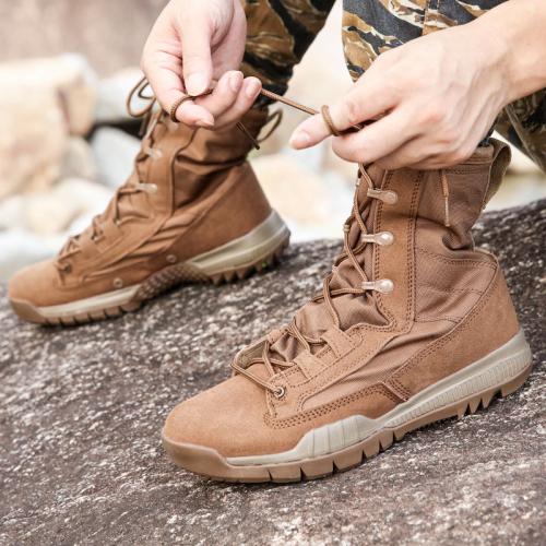 Microfiber PU Synthetic Leather Tactical Boots hardwearing & anti-skidding patchwork Solid Pair