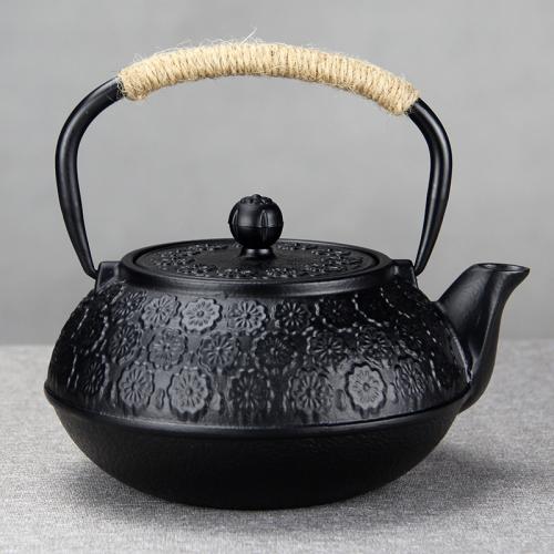 Cast Iron Teapot flower shape black PC