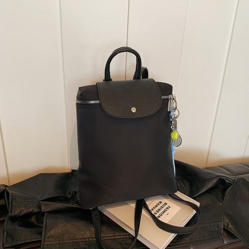 PU Cuir & Oxford Backpack Solide Noir pièce