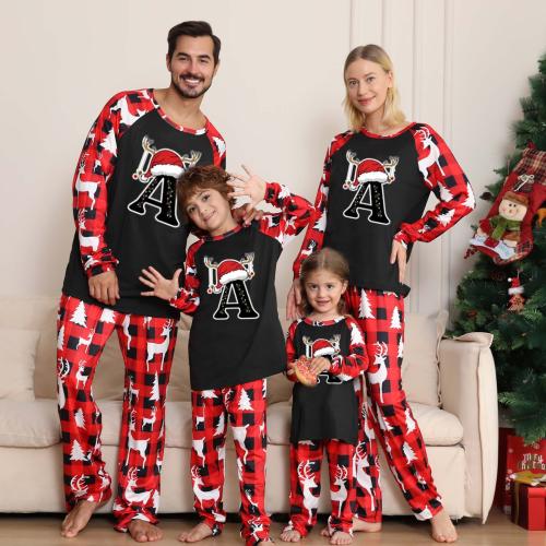 Polyester Christmas costume Parent-child Sleepwear, different size for choice & loose & different design for choice, printed, letter, more colors for choice,  Set