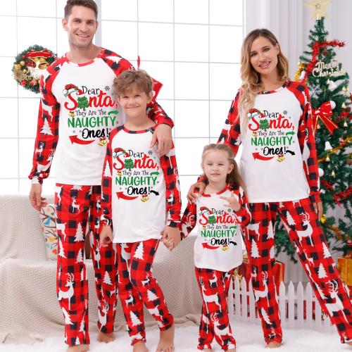 Polyester Christmas costume Parent-child Sleepwear, different size for choice & loose & different design for choice, printed, letter, more colors for choice,  Set