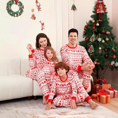 Polyester Parent-child Sleepwear christmas design & loose printed Set