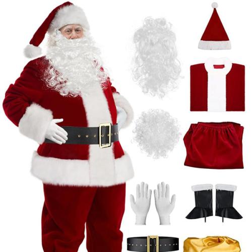 Polyester Santa Claus Costume christmas design & loose red : Set