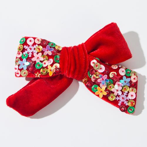 Cloth & Sequin Hair Clip for women & with bowknot & christmas design PC