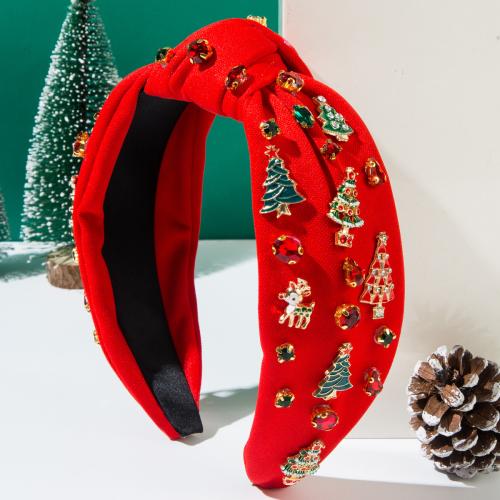 Cloth & Zinc Alloy Hair Band for women & christmas design & with rhinestone PC