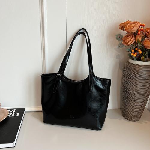 PU Leather Tote Bag Shoulder Bag large capacity & soft surface Solid PC