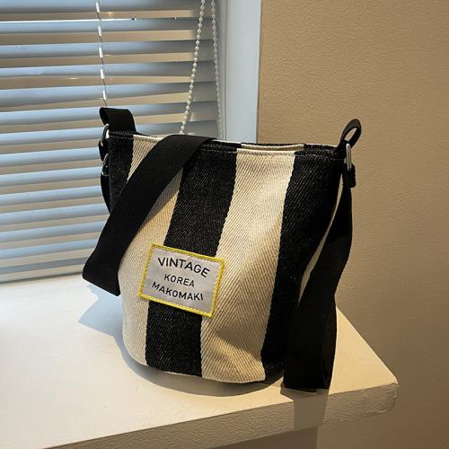 Canvas Bucket Bag Crossbody Bag soft surface striped PC