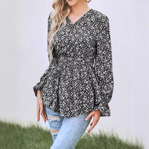 Chiffon Women Long Sleeve Blouses slimming printed PC