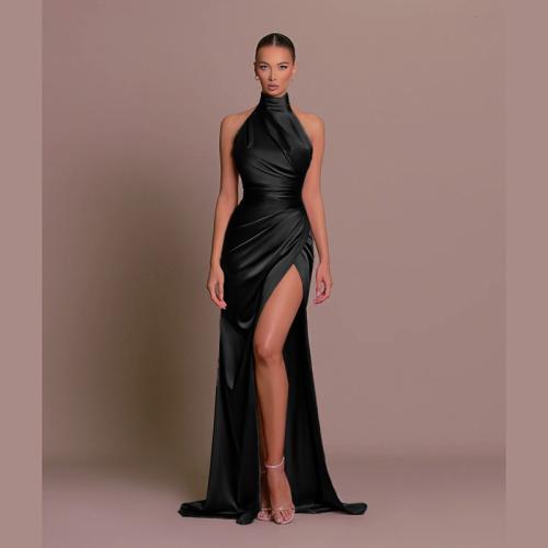 Polyester Slim Long Evening Dress, side slit & different size for choice, more colors for choice,  PC